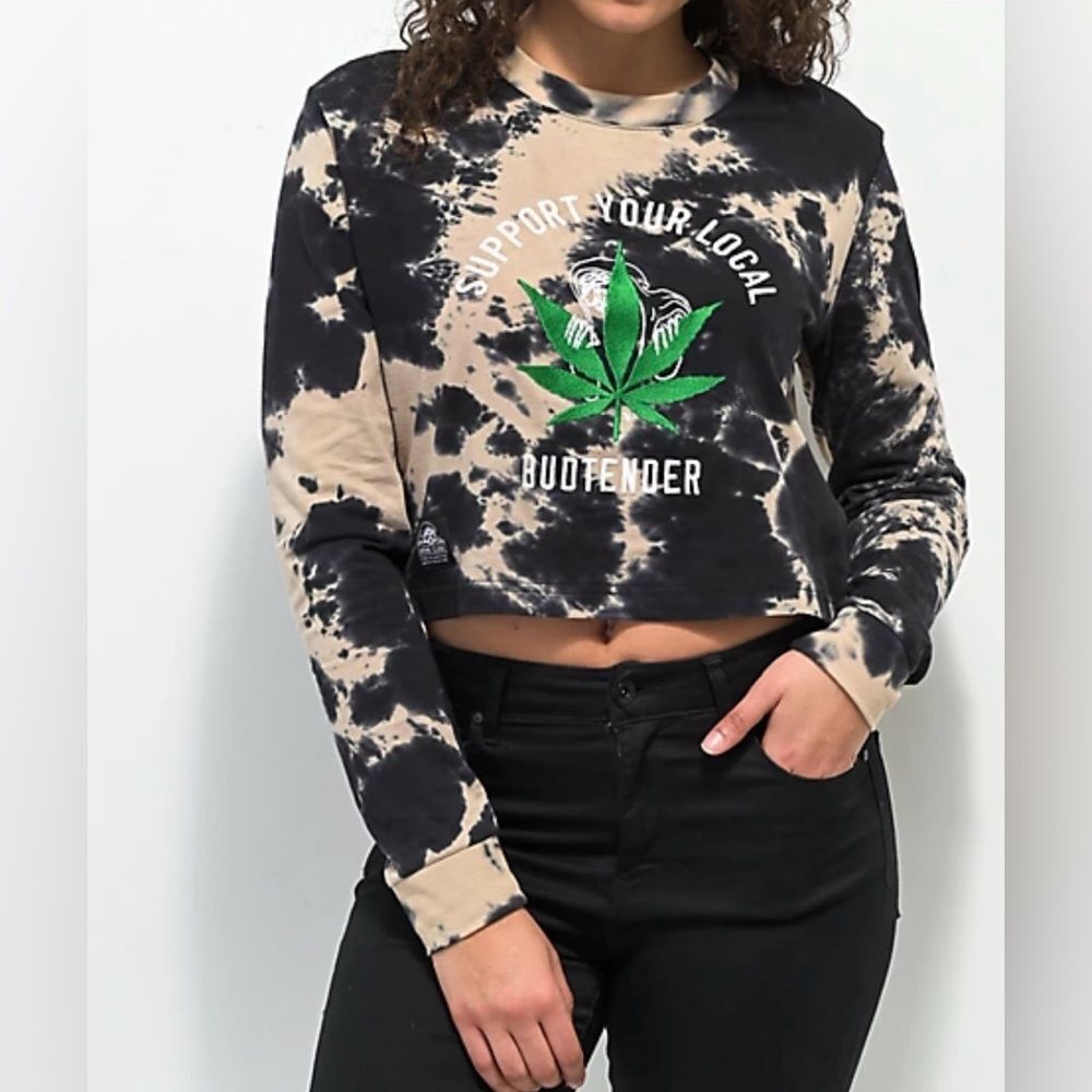 Lurking Class Tie Dye Cropped T-Shirt Support Your Local Budtender Size M